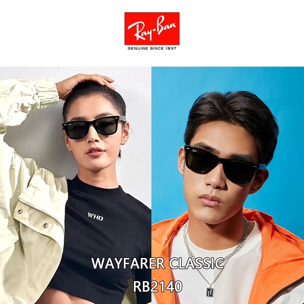 kacamata Ray-Bay Wayfarer Original 100% Large Metal RB2140 hitam Pria Wanita 50mm black Sunglasses