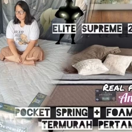 Set New Elite Serenity Supreme 160 x 200 kasur spring bed divan sandaran glx Royal plush top