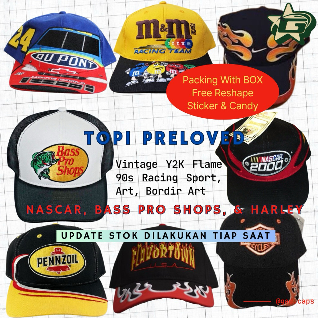 [FREE ONGKIR] TOPI NASCAR, TOPI BASS PRO SHOPS, TOPI HARLEY DAVIDSON / TOPI BPS / Topi RACING / TOPI