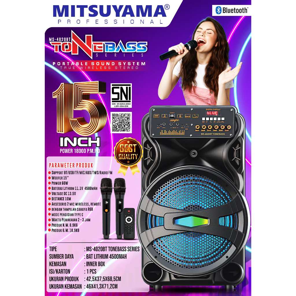 Speaker Sound System Portable Series Tonebass 15" Mitsuyama