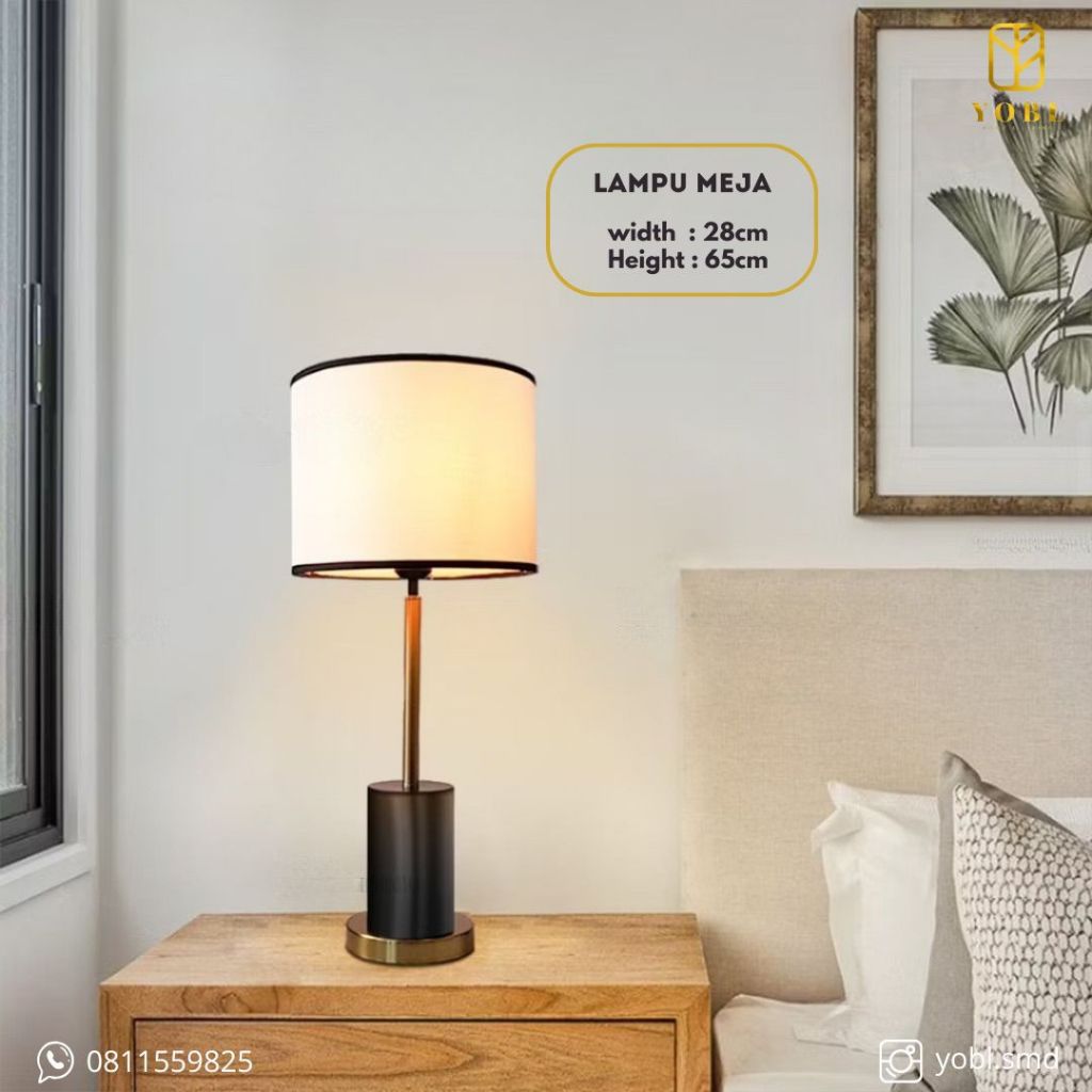 Lampu Hias Meja Standing Hitam Gold