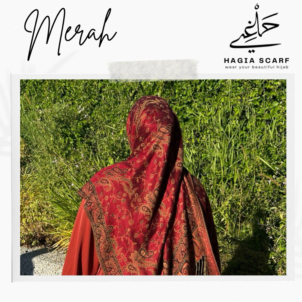 HAGIA SCARF - Cashmere Turkey Shawl Pashmina Kashmir Turki Warna Merah