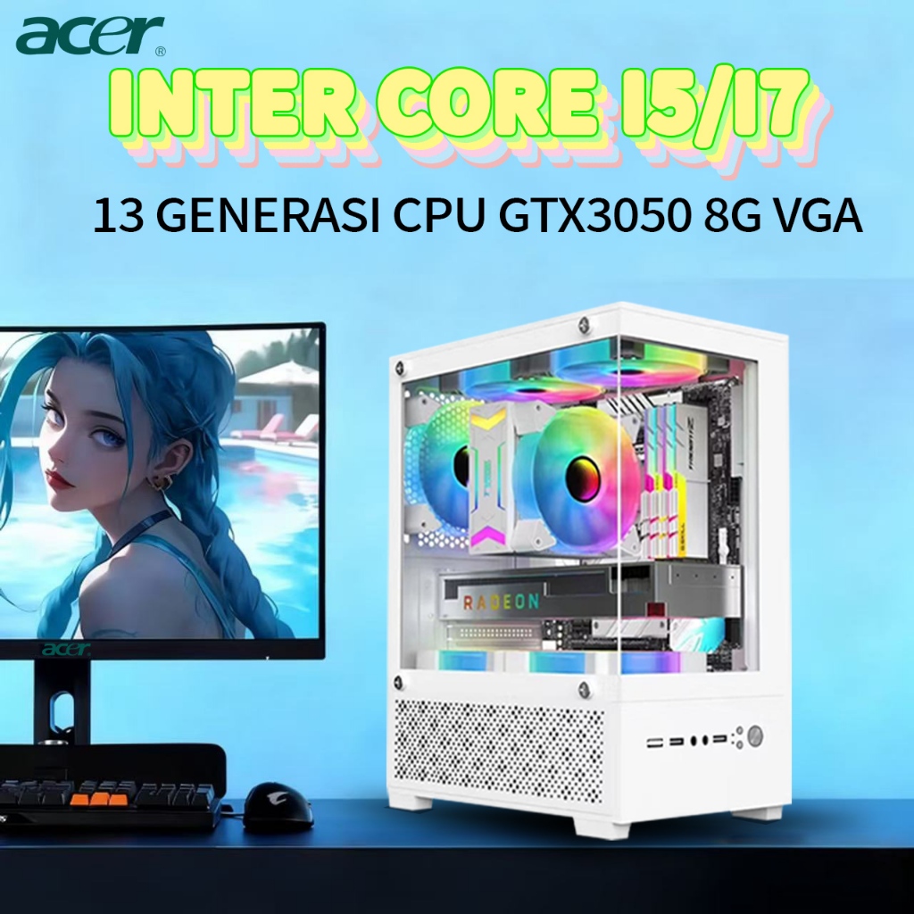 ACER inter i5/i7 12Core komputer gaming full set PC desktop, kantor, mesin perakitan desain Kipas RG