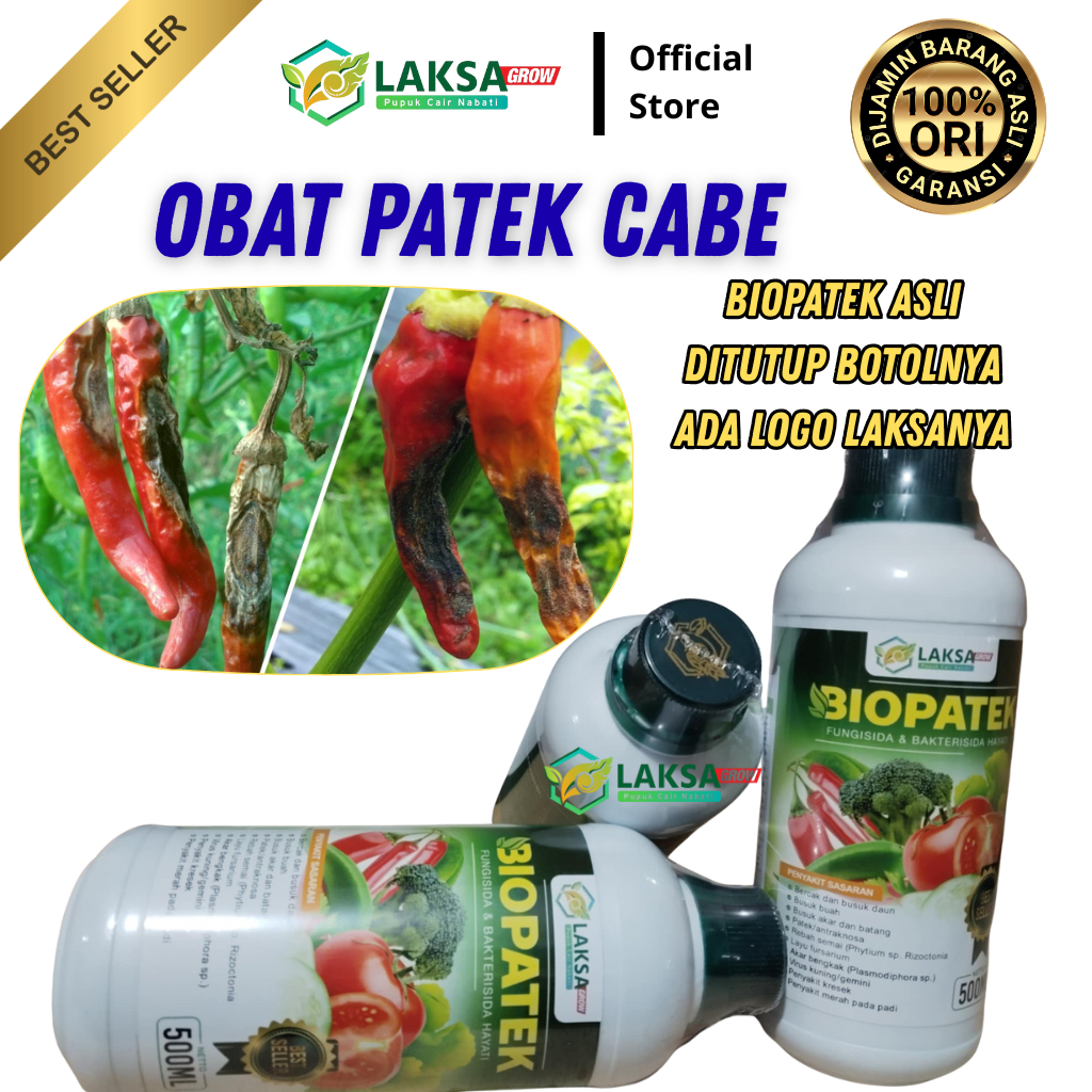 Obat Patek Cabe Paling Ampuh BIOPATEK 500ML Fungisida & Bakterisida Hayati Pupuk Obat Semprot Cabai 