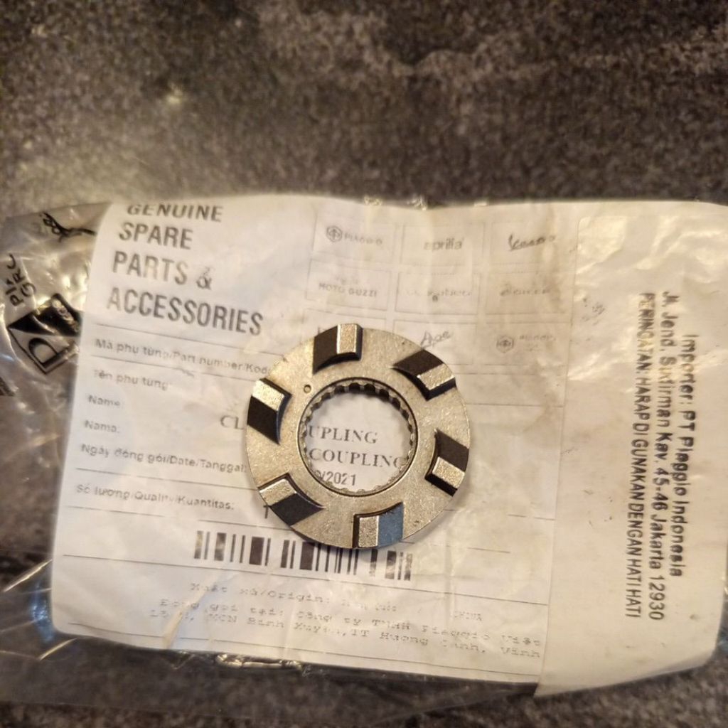 pinion kick starter/ claw coupling vespa lx 125 2v original