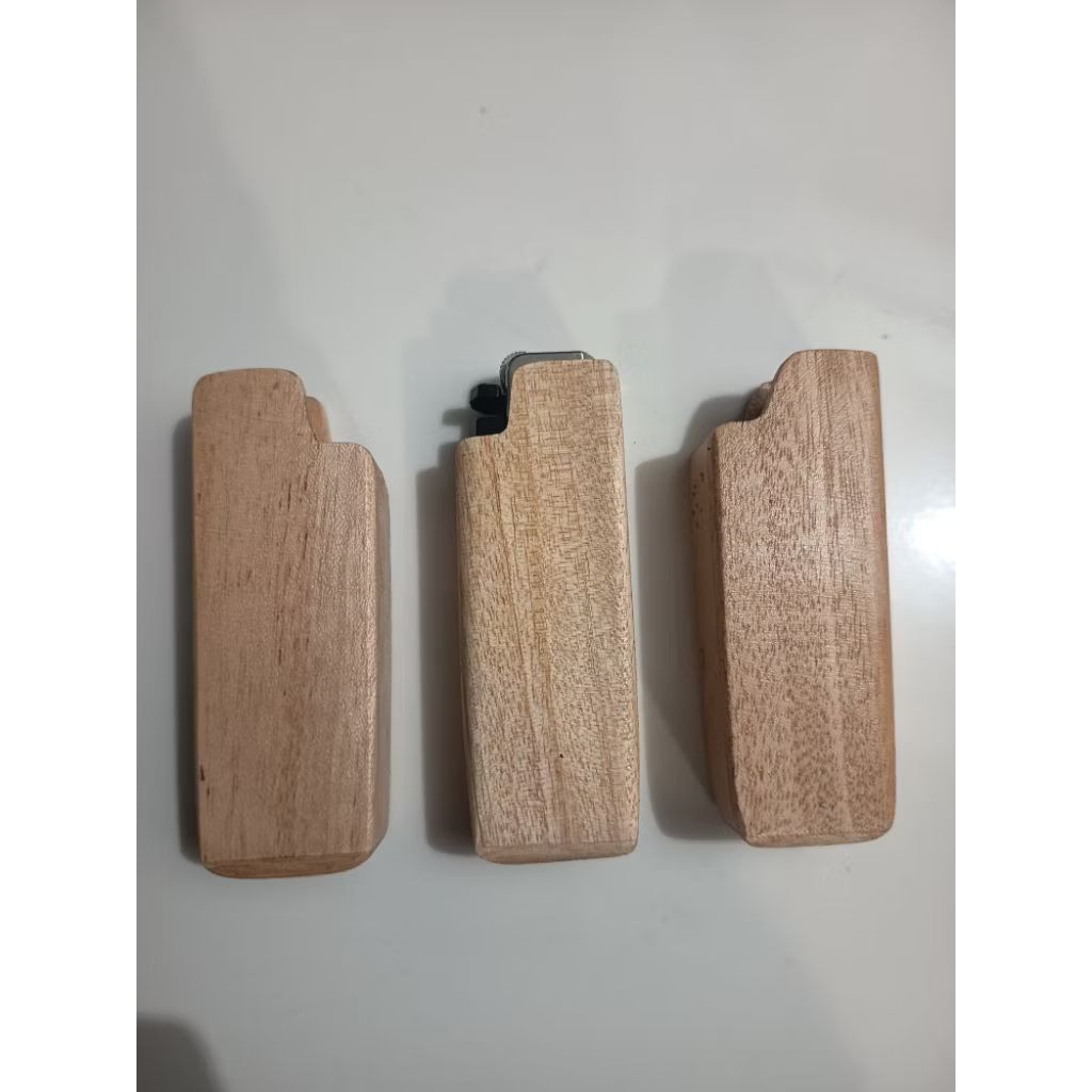 Cover Korek Api Gas TANPA TUTUP bahan Kayu Unik Keren Model bahan dari kayu mahoni (FREE KOREK)