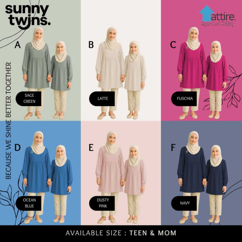 PO‼️dress anak cewek/couple mom&kids SUNNY TWINS TUNIK BY ATTIRE 10-18y