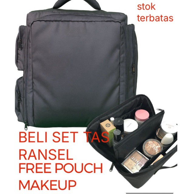 Tas Ransel Backpack Makeup Artist MUA Beauty Case Tempat Kosmetik FREE POUCH BRUSH - Kukaku Pro ko