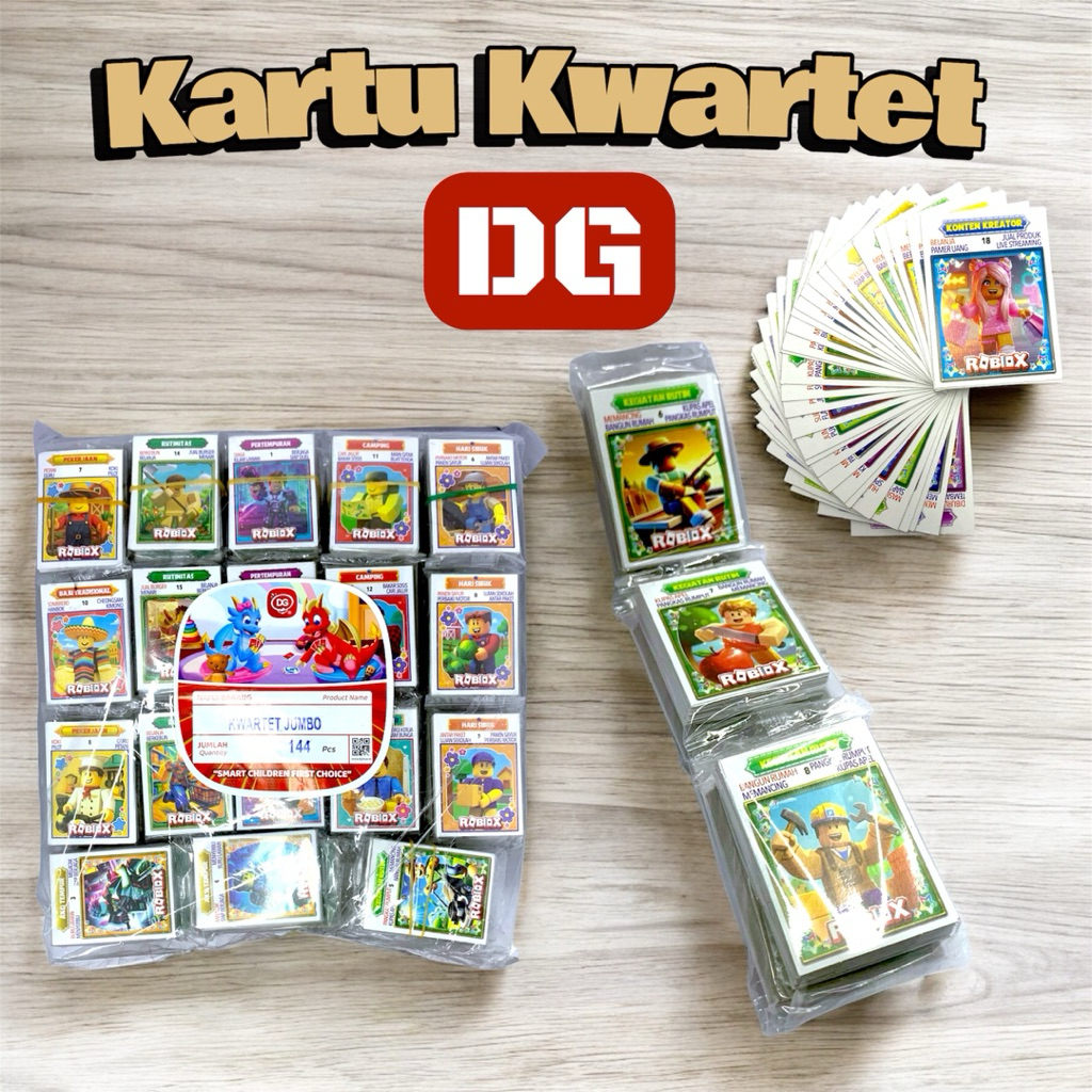 12 Sachet Kartu Kwartet DG || 1 Renceng Mainan Kartu Kwartet || Kartu Kwarted DG 12 Sachet (384 Pcs)