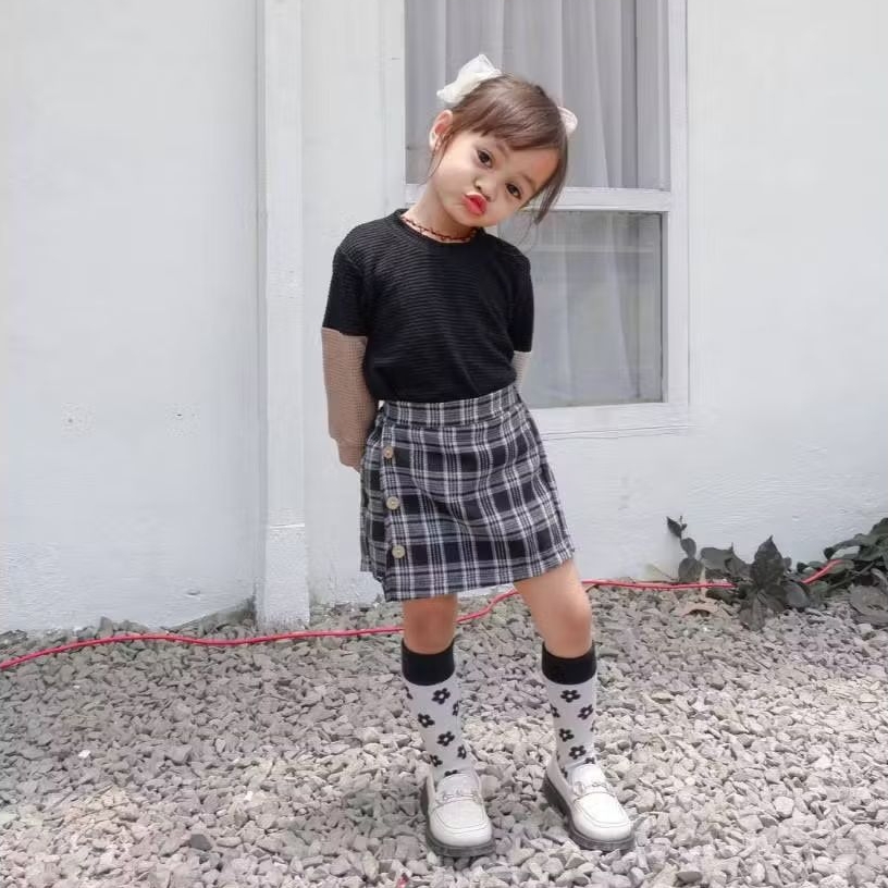 Rok Celana Pendek Anak Skort Korea Bahan Flanel Uniqlo Adem Model Kotak Usia 3 4 5 6 Tahun Bawahan S