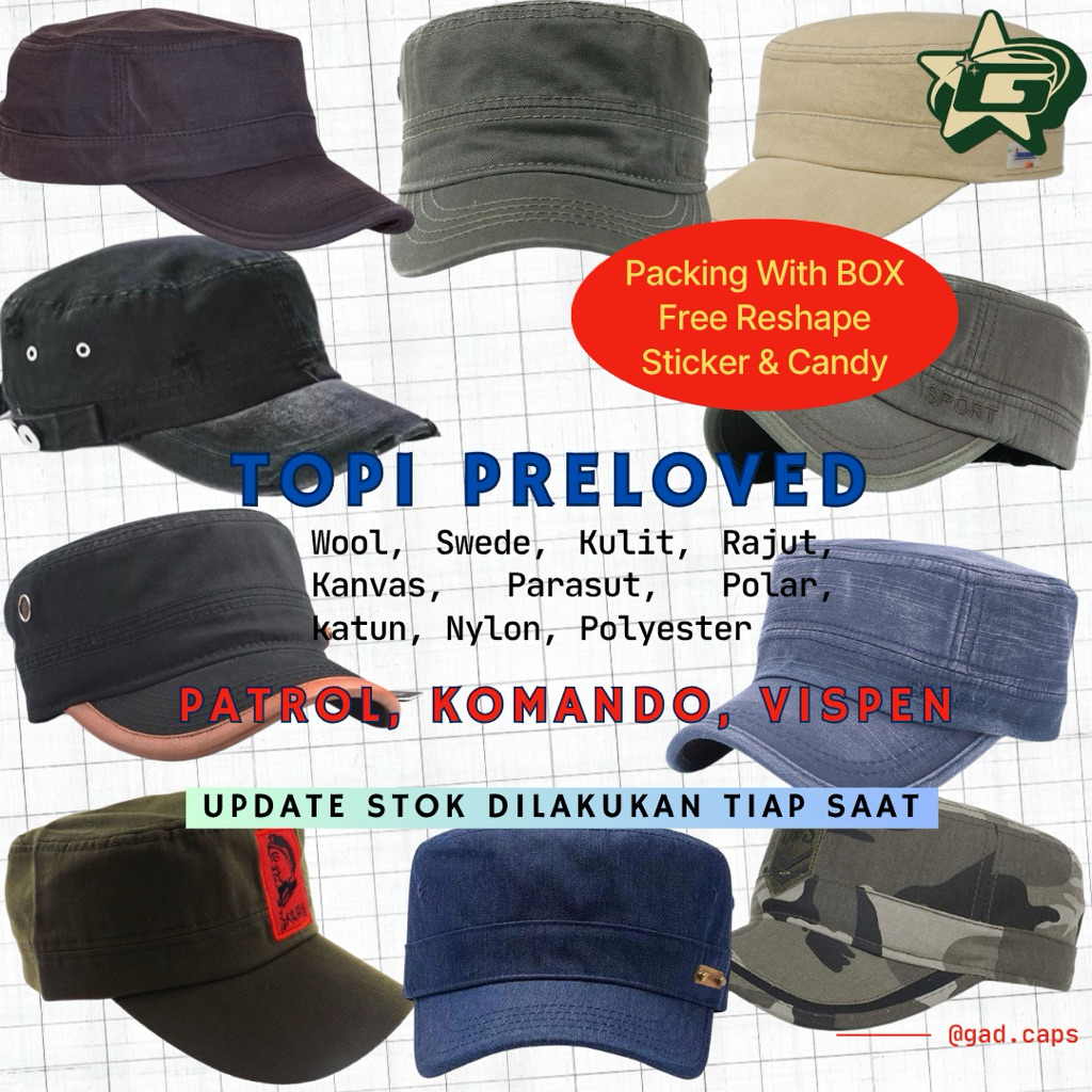 TOPI KOMANDO, TOPI PATROL, TOPI VISOR PEND SECOND PRELOVED
