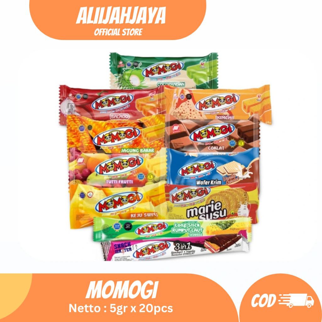 1 Dus Momogi Snack Isi 20 x 5 Gram , Snack Ulang Tahun