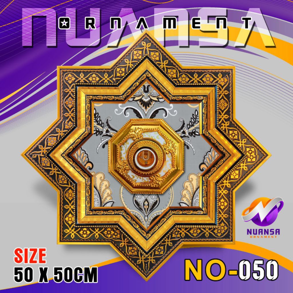 ornamen lampu plafon pvc 50x50cm doble pigura premium