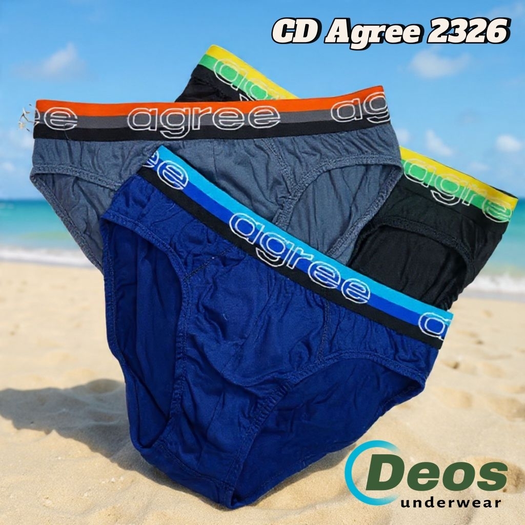 ISI 3Pcs Celana Dalam CD PRIA AGREE 2326 M-XXL Karet Boxer