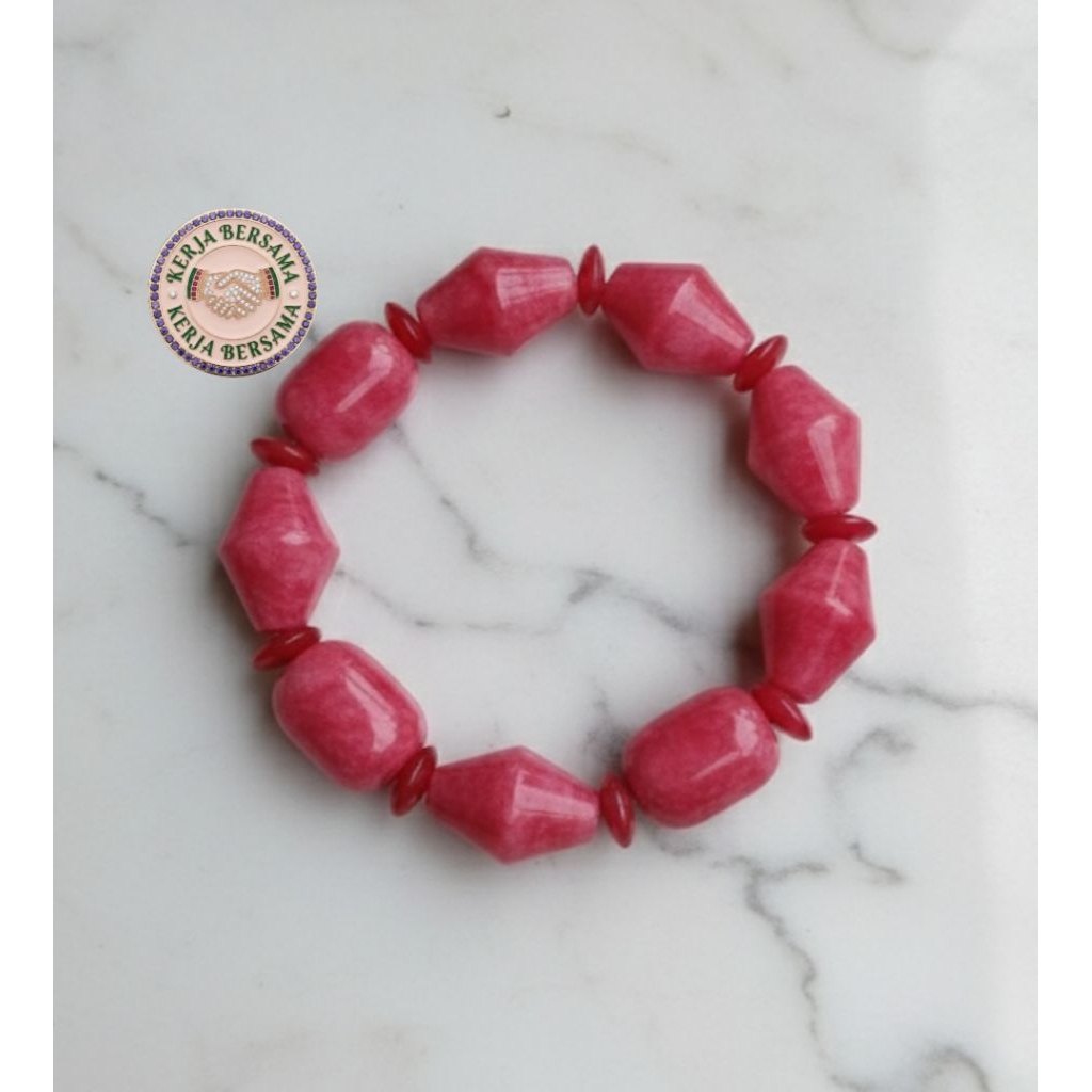Gelang batu giok merah asli