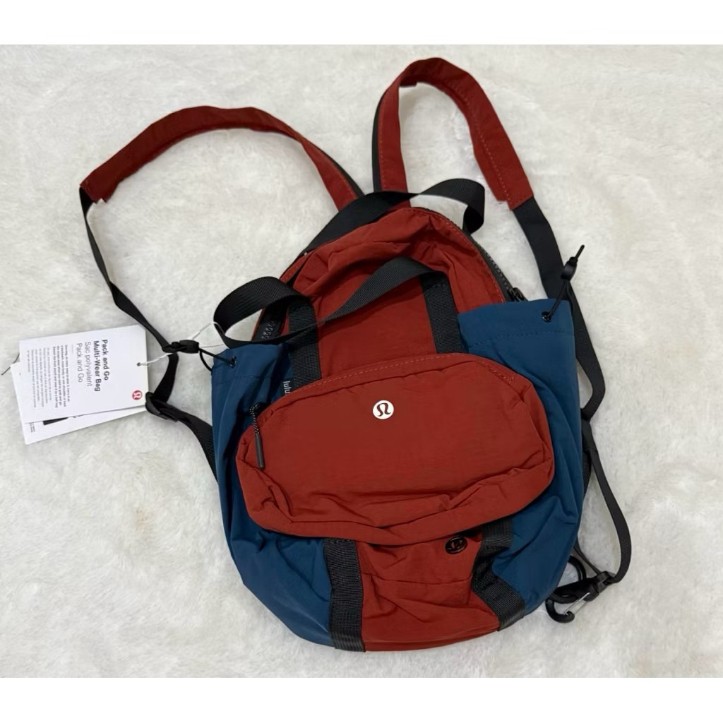 Mini Ransel & Waist Bag 2 in 1 Wear Pack Nylon Original Tas Wanita Branded (Navy Brown)