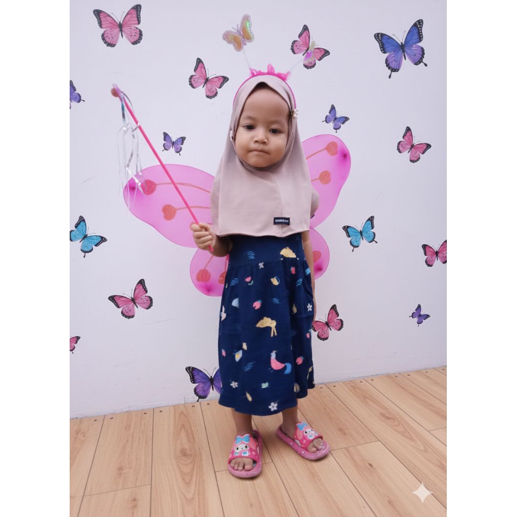 Mainan Anak Sayap Peri Kupu-kupu Pink Tongkat Peri Bando Kostum Bagus