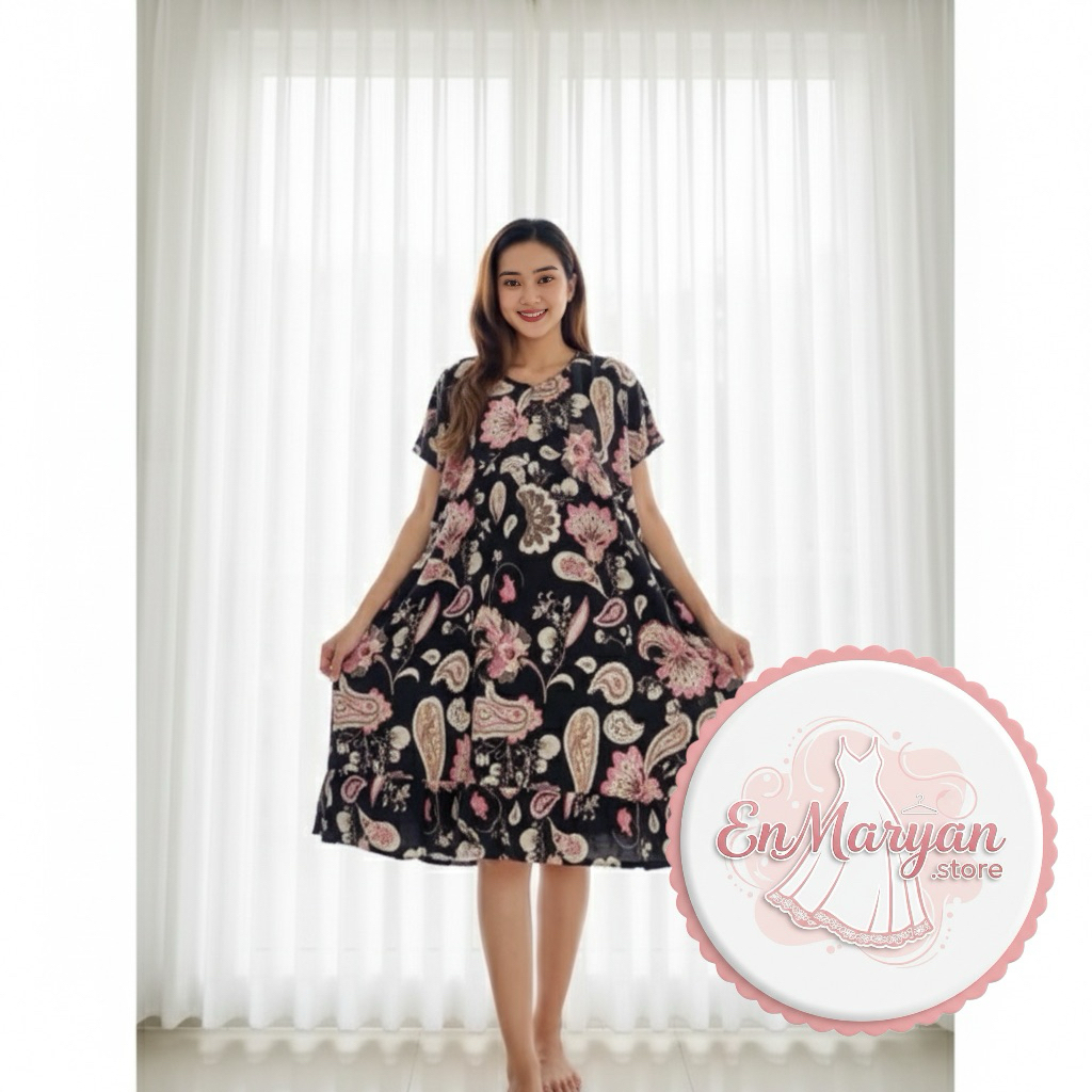 Daster kirana jumbo model fuji kerut dada | LD 120 PJ 110 | bahan rayon