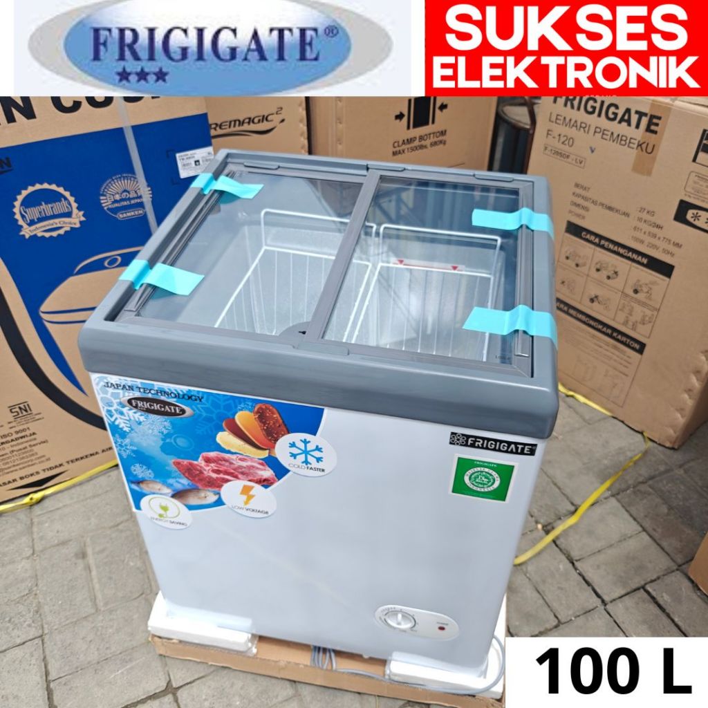 CHEST FREEZER SLIDING FRIGIGATE 100L F-120SDF / FREEZER BOX KACA 100 LITER 100 L ESKRIM DAGING