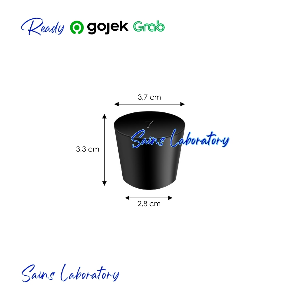 Sumbat Karet Hitam No 7 Erlenmeyer 500 ml Tutup Karet Tanpa Lubang Sumbat Gabus Solid Rubber Stopper