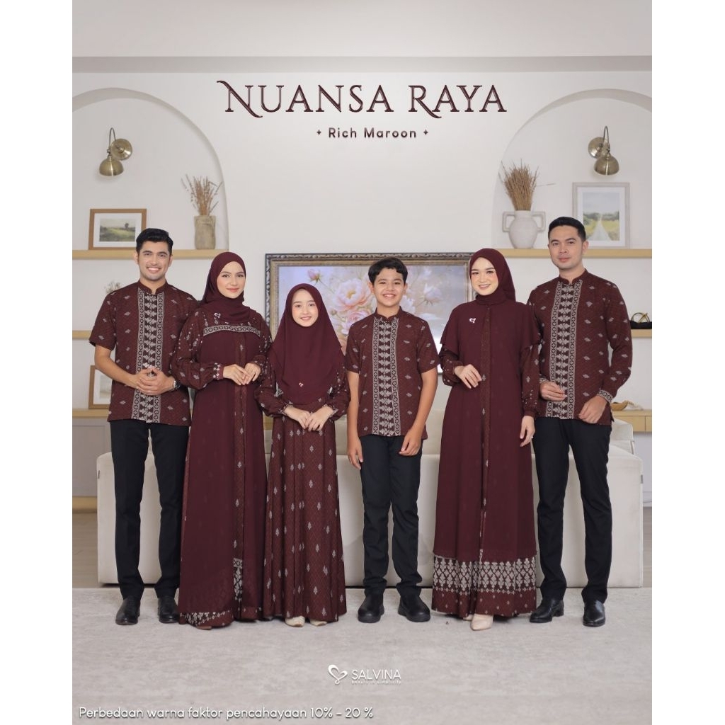 ( RICH MAROON ) NUANSA RAYA SERIES SARIMBIT LEBARAN BY SALVINA HIJAB | READY STOCK