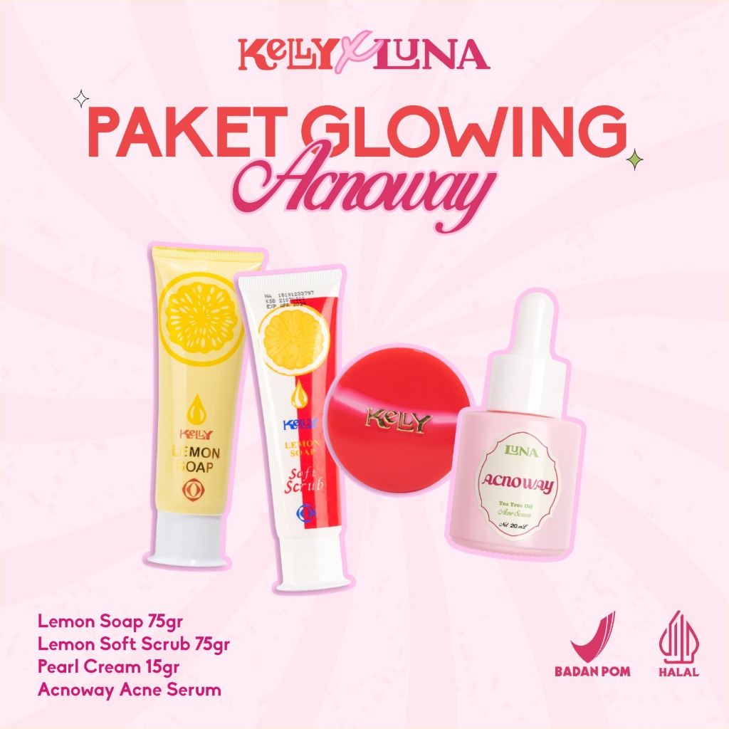 Paket Skincare Luna Acne Serum (Acnoway) x Kelly Paket Glowing | Paket Perawatan Wajah Acne, Wajah N