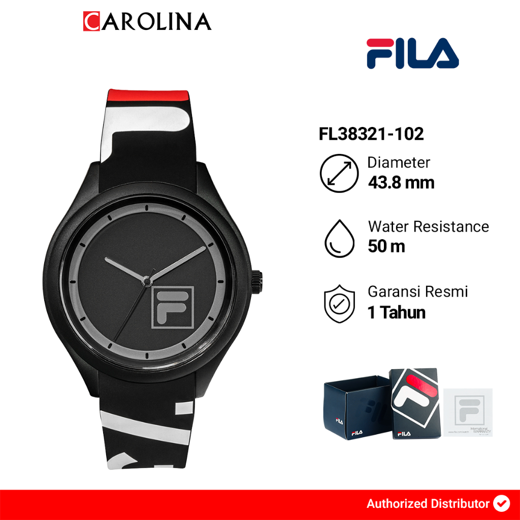 Jam Tangan Unisex FILA FL38321-102 Black Dial Black Sillicon Strap