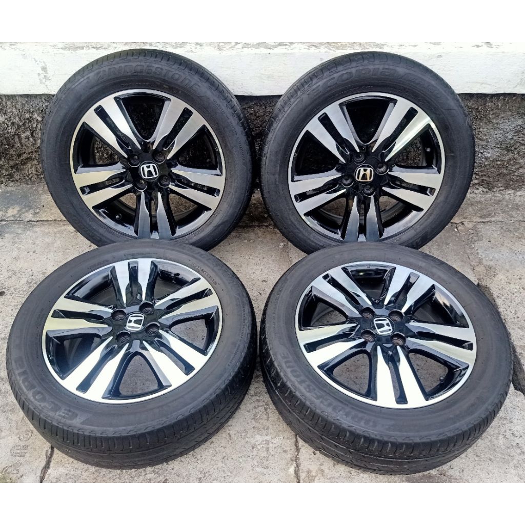 velg Honda jazz R16 black polish+ban 195/55 r16 masih tebal