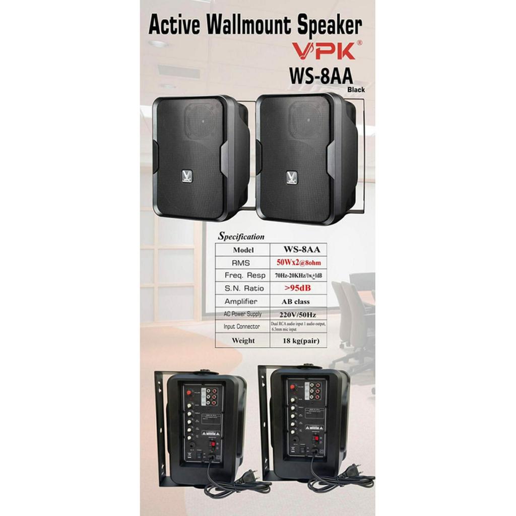 Speaker Aktif 8" Wallmount Public Address System VPK WS8AA Sepasang