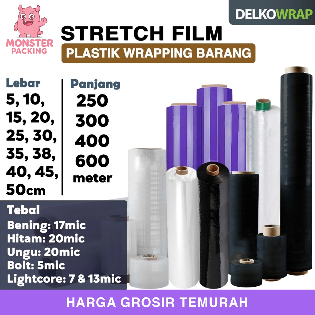 Plastik Wrapping STRETCH FILM Delkowrap Plastic Wrap Pembungkus Barang Tebal Murah Roll / SATUAN