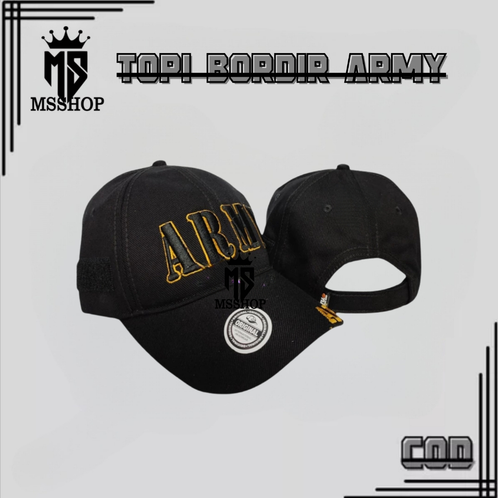 Topi import bahan berkualitas Velcro | Topi Army | Topi Tactical Army bordier