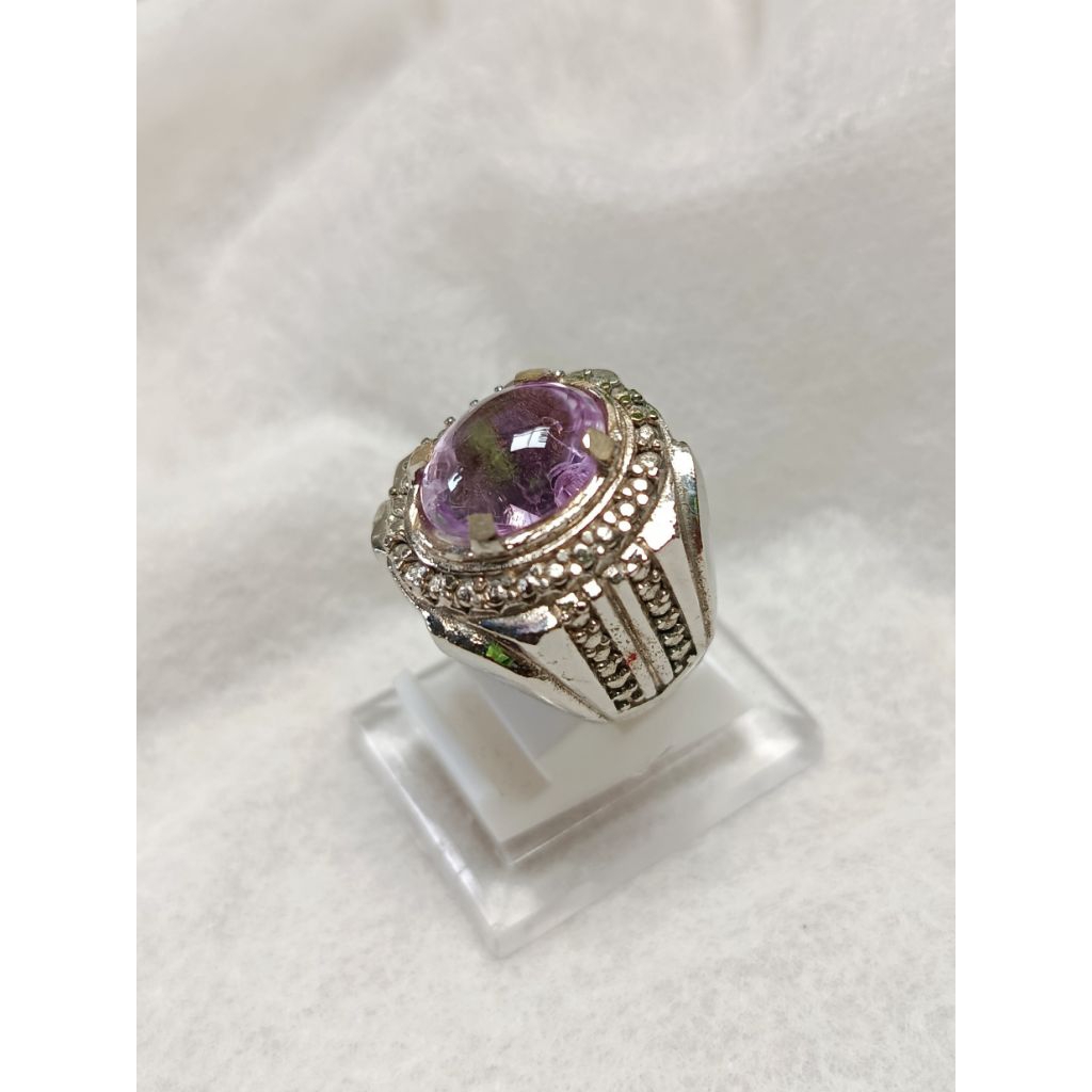 Cincin Batu Akik Kecubung Ungu Muda Kalimantan