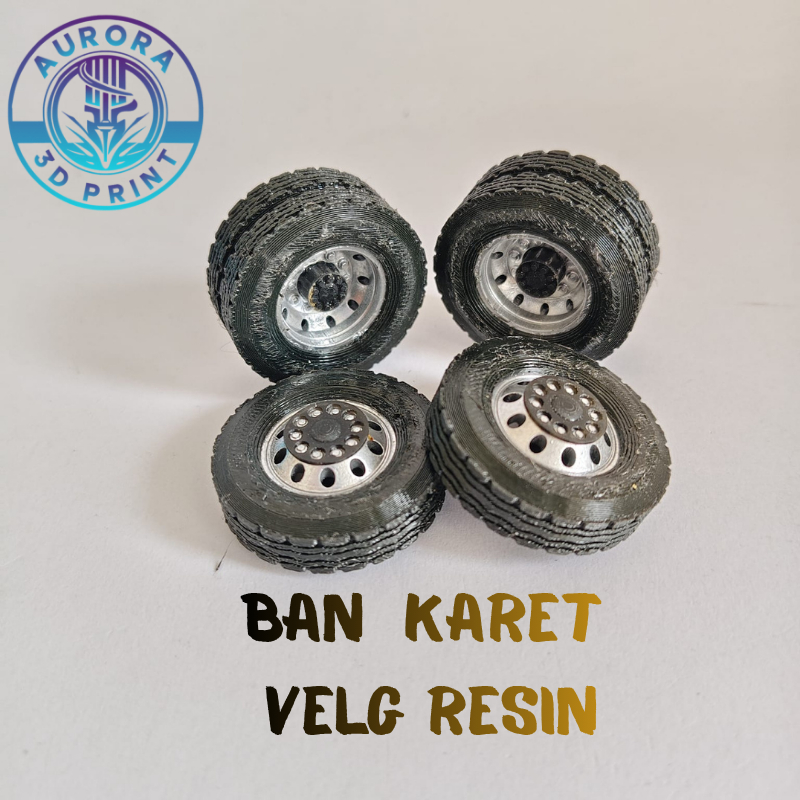 BAN DOUBLE KARET VELG RESIN Miniatur bus telolet basuri