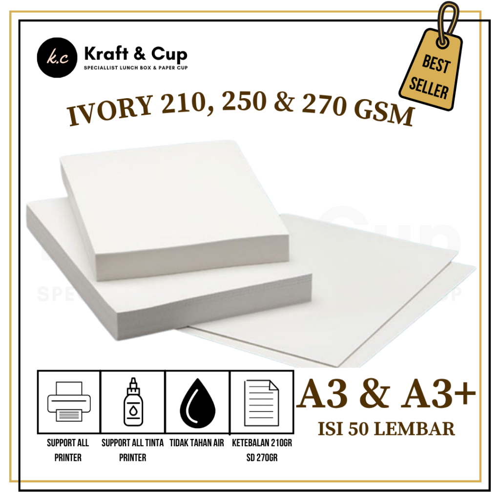 [50 LBR] Kertas Ivory A3 & A3Plus 210, 250 & 270 gsm Karton Ivory A3 & A3Plus