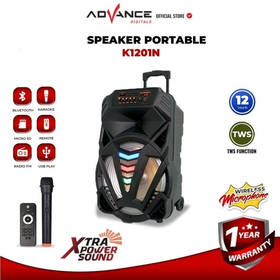 Advance Speaker Bluetooth Portable Speaker 12 Inch K1201N | K-1201N