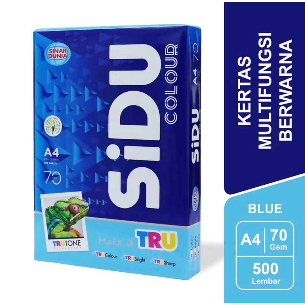 Kertas HVS Warna Sidu A4 70 Sinar Dunia HVS Warna / 1 Box / 5 Rim