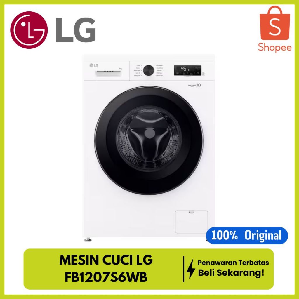 LG FB1207S6WB MESIN CUCI 7 KG FRONT LOADING 6 MOTION DD INVERTER DIRECT DRIVE