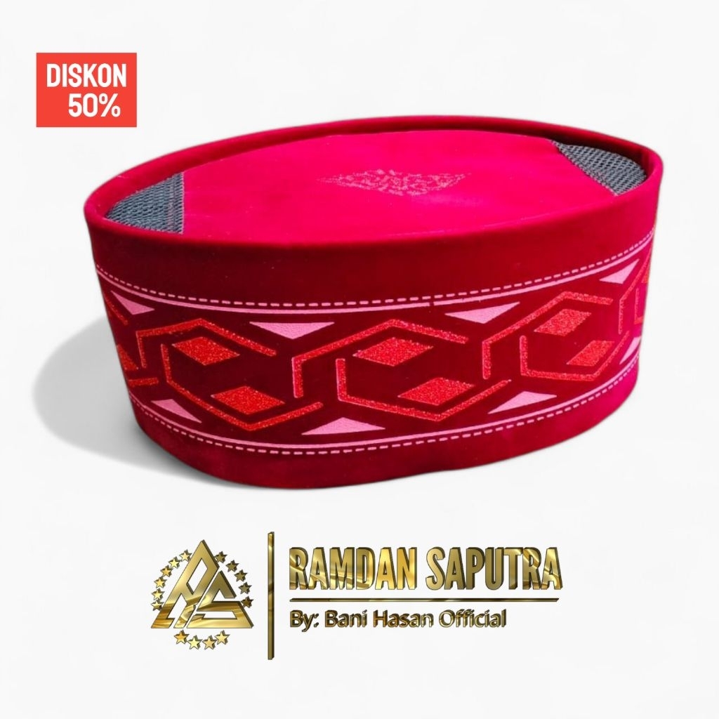 AMANU songkok Batik merah maroon 3D AC premium dewasa / peci batik merah marun AC original dewasa me