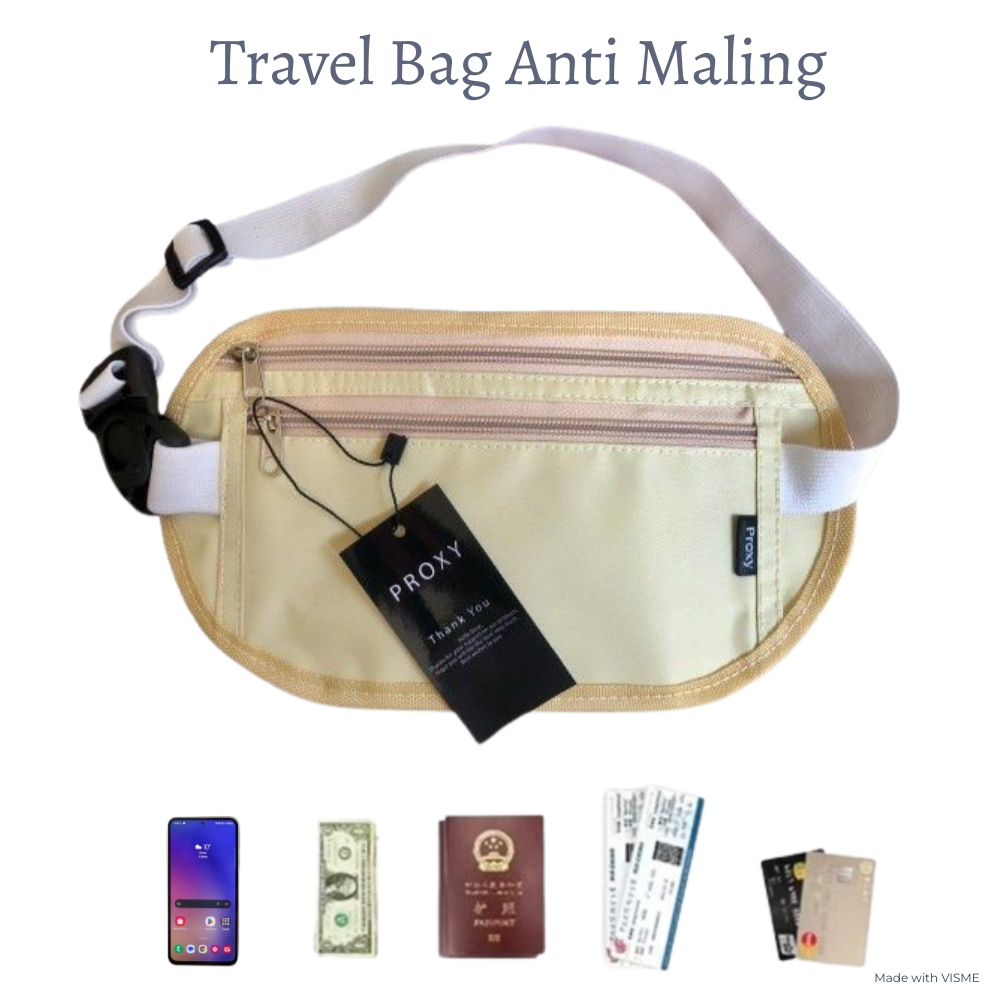PROXY Tas Anti Maling Passport Haji Umroh Travel Tas Dompet Hp Koin Anti Maling Perlindungan Tambaha