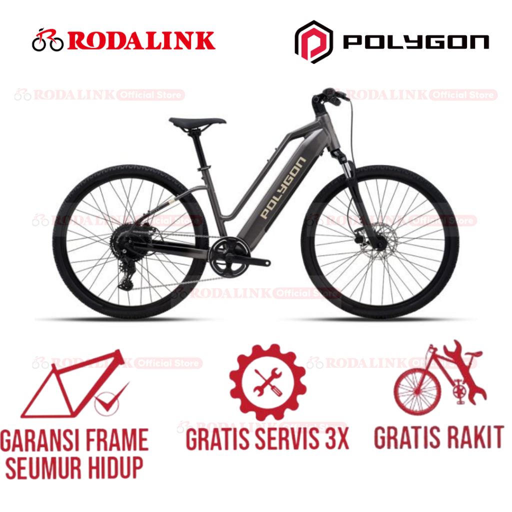 Polygon Sepeda Ebike Kalosi Miles Low Step – E-Bike Hybrid 120km Range, 5 Pedal Assist Mode