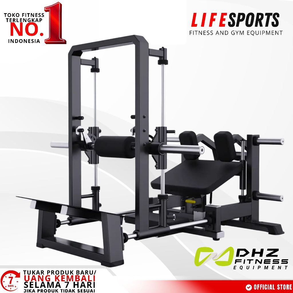 LIFESPORTS - Alat Fitness Gym 3D Smith Machine Hip Thrust Machine Plate Loaded DHZ A609