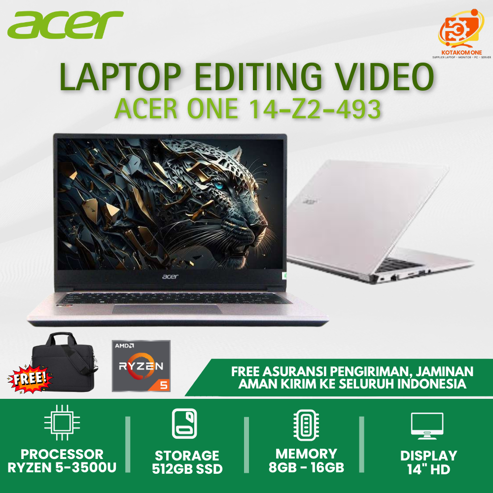 PROMO Laptop Acer One 14 Z2-493 Ryzen 5 3500U Ram 16GB SSD 512GB 14" - Laptop Acer Ryzen 5