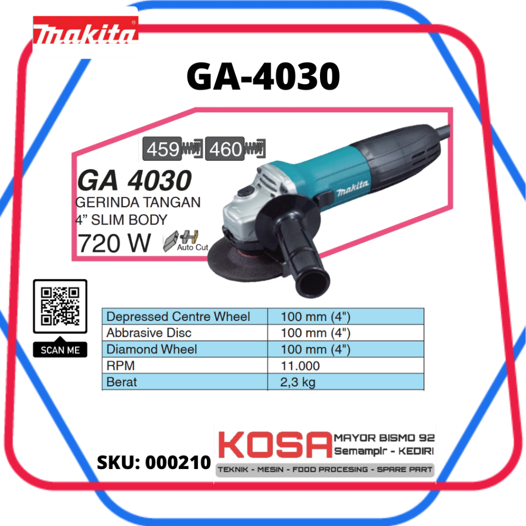 MAKITA GA-4030 Grinda Tangan 4" MAKITA GA 4030 gurinda switch atas makita GA4030 Grinda 4" Switch At