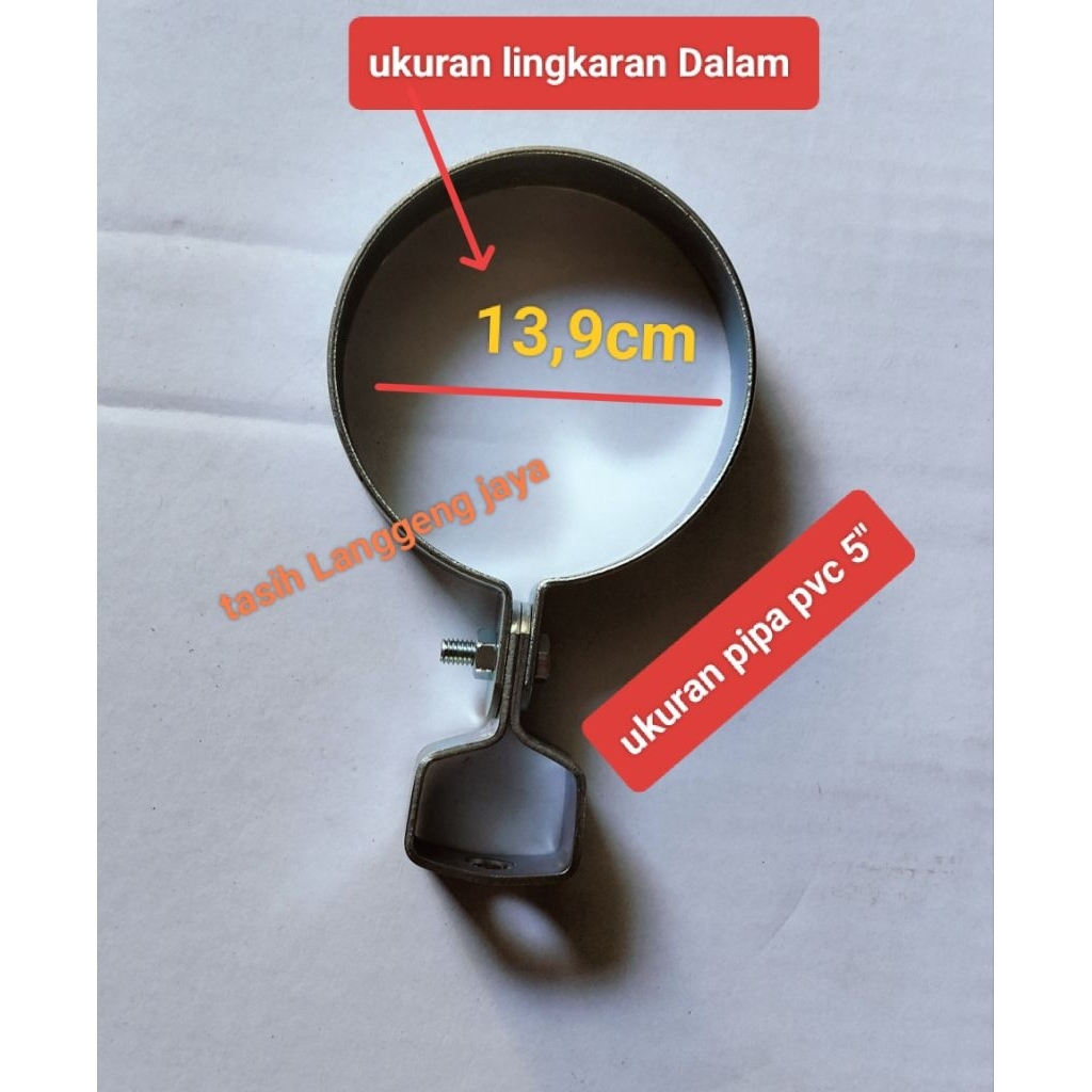 Klem gantung pipa pvc 5"inch besi tebal