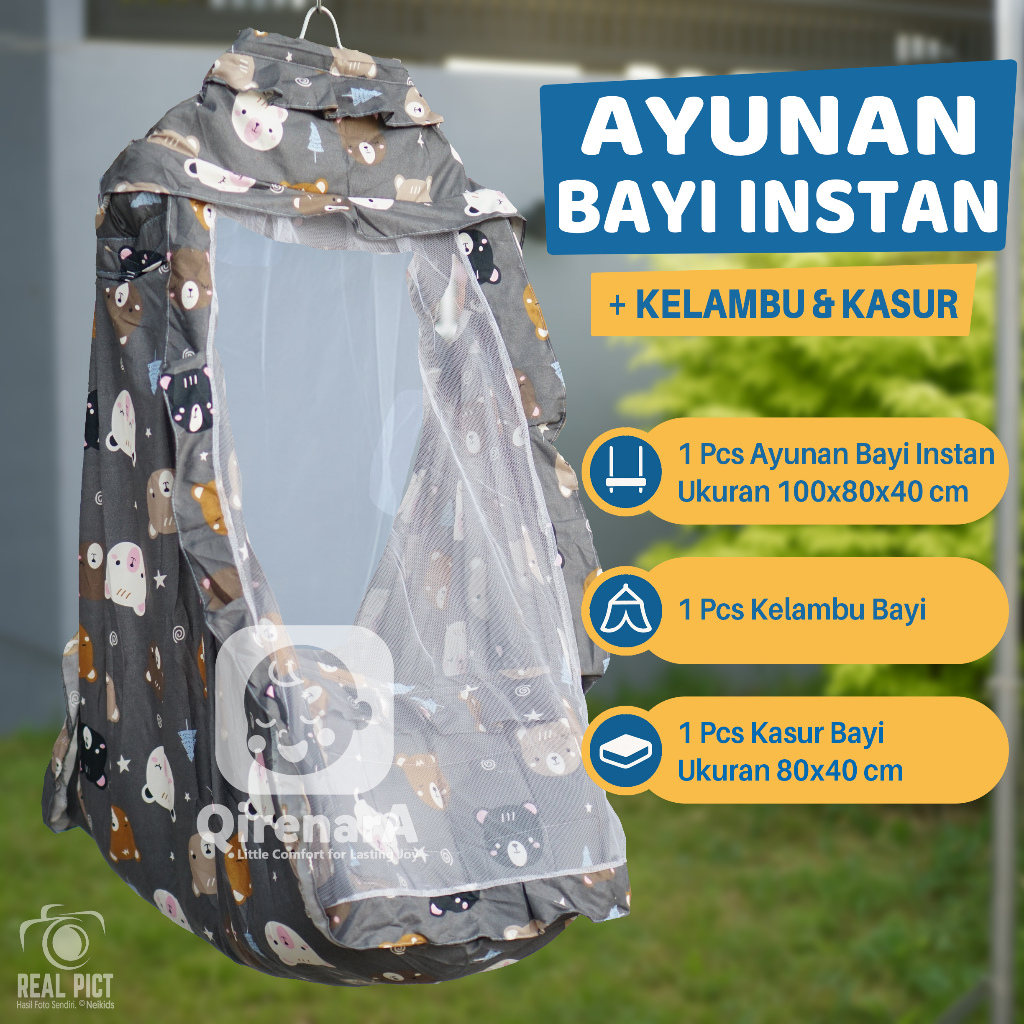 Ayunan Bayi Instan Lengkap Dengan Kasur Dan Kelambu
