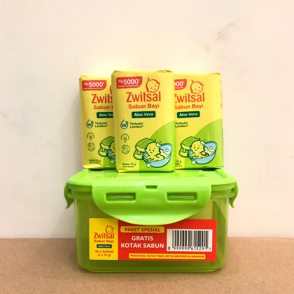 PAKET HEMAT 3 PCS FREE KOTAK SABUN ZWITSAL SABUN BAYI BATANG 70 g
