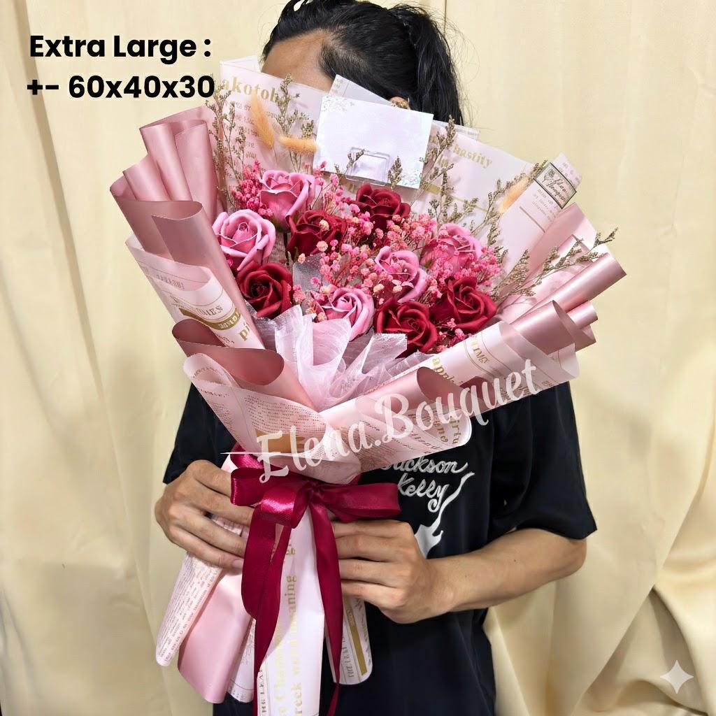 Buket Besar dan Jumbo Bunga Mawar Sabun Bunga Lily Bunga Kapas / Buket Bunga Palsu / Buket Bunga Art