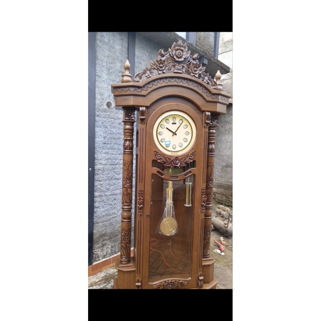 jam gadang mawar kayu jati / jam hias mawar / jam gadang kayu jati kualitas bagus