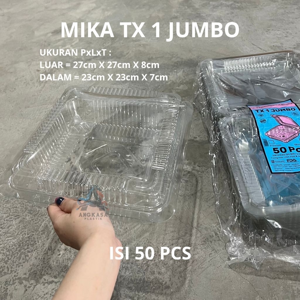 Mika TX 1 JUMBO / Mika Kue Bolu 23x23x7cm / Mika Plastik Jumbo / Mika Jumbo / Mika Brownies / Mika C