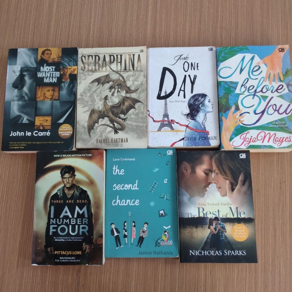 Kumpulan novel fiction fantasy berbagai macam judul I am number four a most wanted seraphina just on